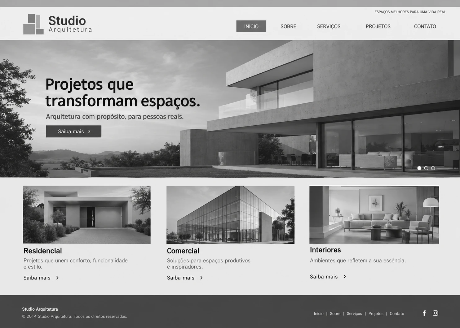 Site de arquitetura antes do redesign